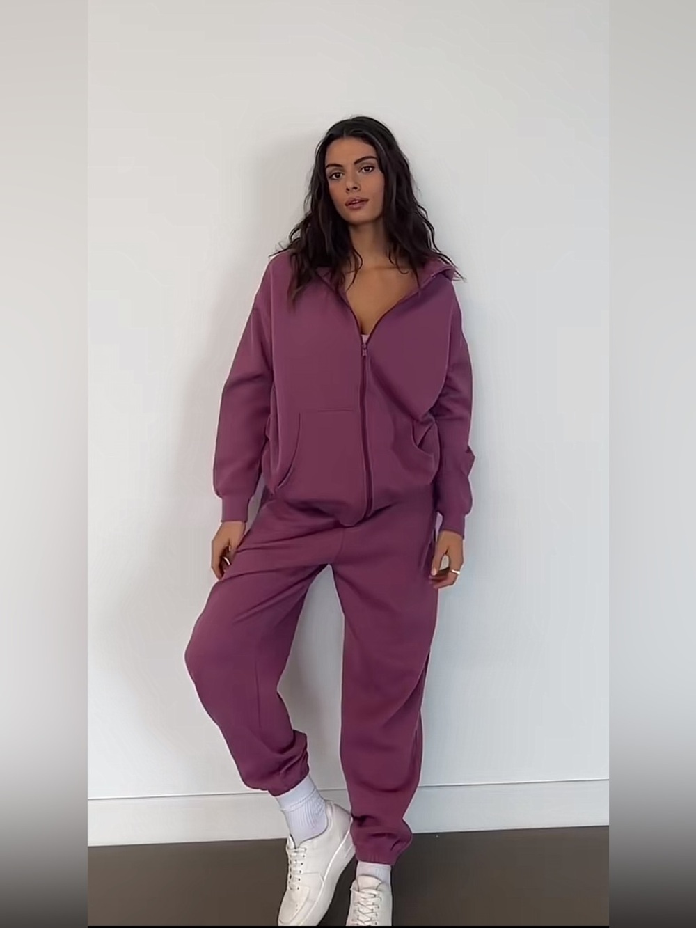 Medium Purple Mauve Zip-Front Hoodie Sweatshirt